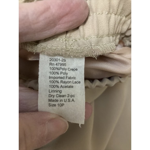 Special Occasion Skirt Suit Serbia Beige SZ 10P Lace Poly Crepe Poly - Picture 8 of 12